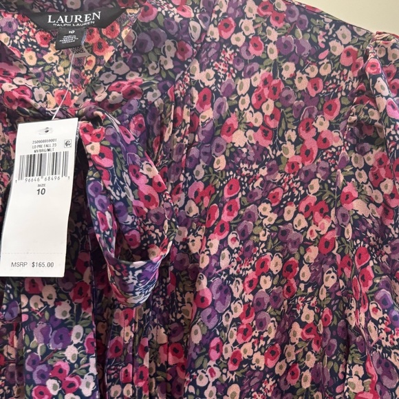 Lauren Ralph Lauren Floral Tie-Neck Midi Dress 10 NWT MSRP $165 - Picture 6 of 9
